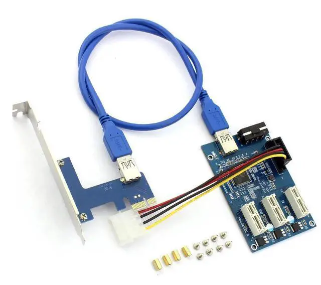 Alt view image 4 of 7 - Vszerda PCIe 1X to 3 PCIe 1X Slots Riser Card, Mini ITX External 3-Port PCIe Port Multiplier Adapter