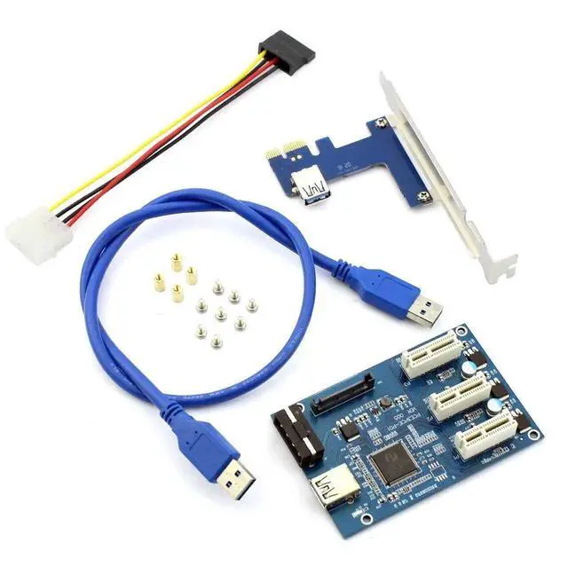 Alt view image 6 of 7 - Vszerda PCIe 1X to 3 PCIe 1X Slots Riser Card, Mini ITX External 3-Port PCIe Port Multiplier Adapter