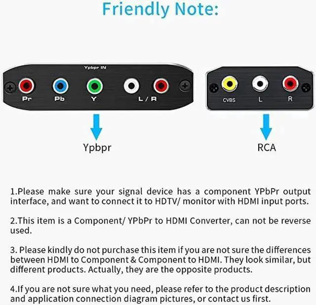 Alt view image 4 of 7 - Vszerda 1080P YPbPr Component 5RCA RGB to HDMI Converter Adapter, Analog Component Video Stereo Audio to HDMI V1.4 Adapter Compatible DVD PSP Xbox PS2 N64 HDTV Monitor Projector