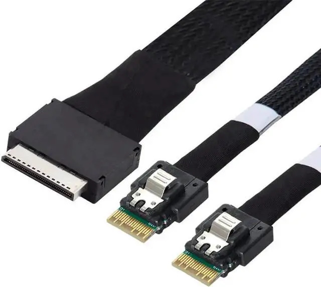 Alt view image 2 of 3 - Vszerda 100cm Active OCuLink PCIe Cable, SFF-8611 8x 8-Lane Male to Dual SFF-8654 Slimline 4x Male Splitter Data Cable for NVMe SSD Storage
