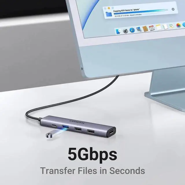 Alt view image 2 of 5 - Revodok 105 5-in-1 USB C Multiport Hub, USB C Dongle with 4K HDMI, 100W PD Pass-Through, 3 USB-A Data Ports Compatible with MacBook Pro/Air, iPad Pro, iMac, iPhone 16 Pro/Pro Max, Dell XPS, Len