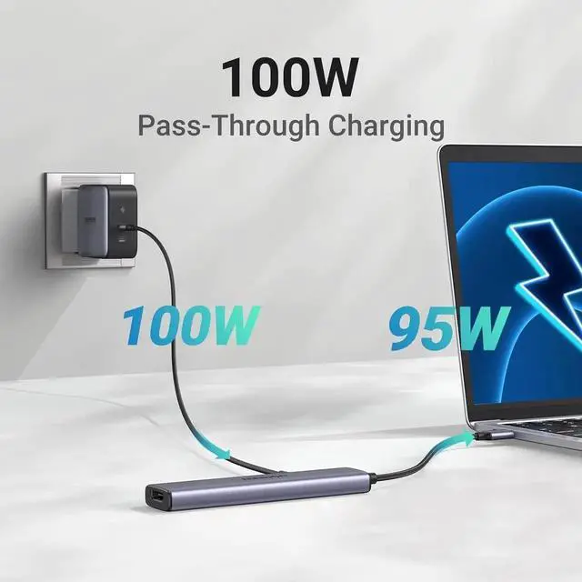 Alt view image 4 of 5 - Revodok 105 5-in-1 USB C Multiport Hub, USB C Dongle with 4K HDMI, 100W PD Pass-Through, 3 USB-A Data Ports Compatible with MacBook Pro/Air, iPad Pro, iMac, iPhone 16 Pro/Pro Max, Dell XPS, Len