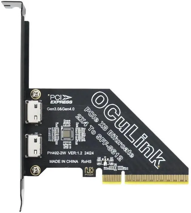Main image of Vszerda Gen4 PCIe x8 to OCuLink SFF-8612 Adapter Card, SFF-8611 External PCIe Breakout for eGPU Dock, External Graphics Card & U.2 NVMe SSD, PCIe 4.0 x8 Host Expansion Adapter
