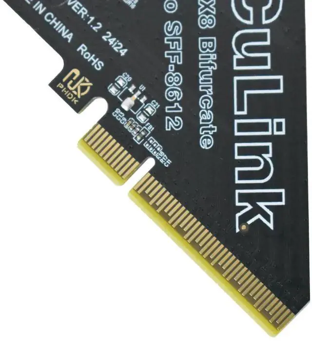 Alt view image 4 of 5 - Vszerda Gen4 PCIe x8 to OCuLink SFF-8612 Adapter Card, SFF-8611 External PCIe Breakout for eGPU Dock, External Graphics Card & U.2 NVMe SSD, PCIe 4.0 x8 Host Expansion Adapter