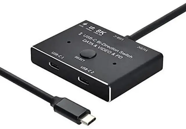 Alt view image 2 of 6 - Vszerda USB-C Bi-Directional MST Switch Hub 1 In 2 Out, 8K@30Hz Video, 10Gbps Data Transfer, 100W PD Charging, Type-C Splitter for Laptop Monitor Docking