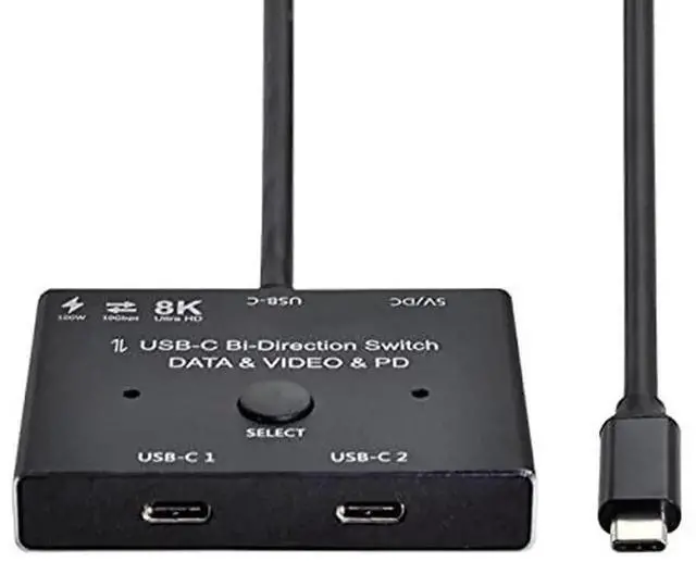 Alt view image 4 of 6 - Vszerda USB-C Bi-Directional MST Switch Hub 1 In 2 Out, 8K@30Hz Video, 10Gbps Data Transfer, 100W PD Charging, Type-C Splitter for Laptop Monitor Docking