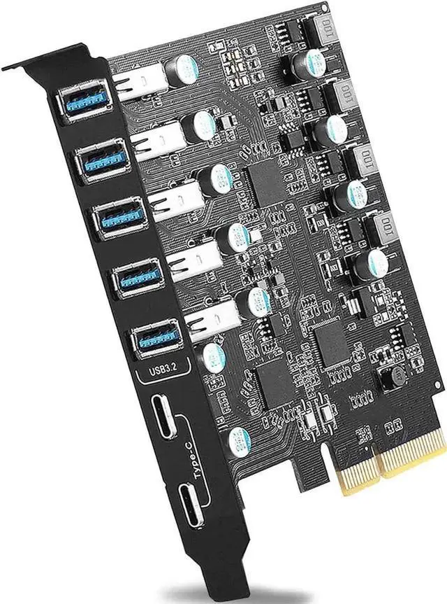 Main image of Vszerda 7-Port PCIe USB 3.2 Gen 2 Front Expansion Card, Internal USB Hub Converter with 5 USB-A & 2 USB-C Ports, Super Speed 10Gbps PCI-E Adapter Supports Windows XP/7/8/10/11 & Linux