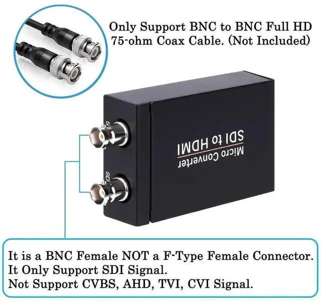 Alt view image 3 of 7 - Vszerda Black SDI to HDMI Converter with SDI Loop Through & Audio De-embedder, Auto Detect 3G-SDI/HD-SDI/SD-SDI, Extract Stereo Audio