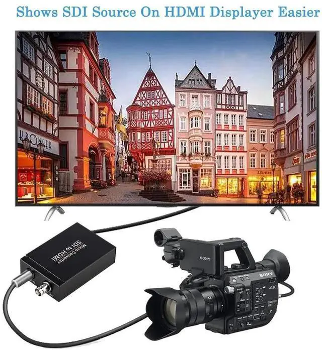 Alt view image 5 of 7 - Vszerda Black SDI to HDMI Converter with SDI Loop Through & Audio De-embedder, Auto Detect 3G-SDI/HD-SDI/SD-SDI, Extract Stereo Audio