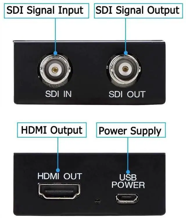 Alt view image 7 of 7 - Vszerda Black SDI to HDMI Converter with SDI Loop Through & Audio De-embedder, Auto Detect 3G-SDI/HD-SDI/SD-SDI, Extract Stereo Audio