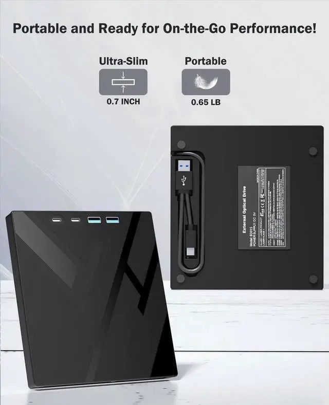 Alt view image 5 of 7 - Vszerda 7 in 1 External CD DVD Drive with USB3.0 Type-C SD TF Card Reader, Portable DVD Burner Compatible with Windows Linux PC Laptop