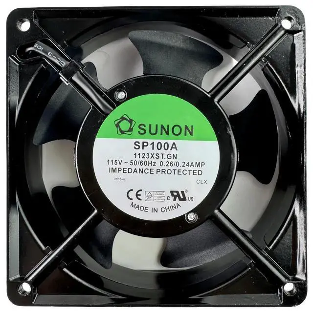Alt view image 6 of 7 - Vszerda Sunon SP100A-1123XST.GN 12038 AC Axial Cooling Fan 115V 0.26/0.24A 50/60Hz 1800RPM 50dB 2-Pin Cabinet Fan