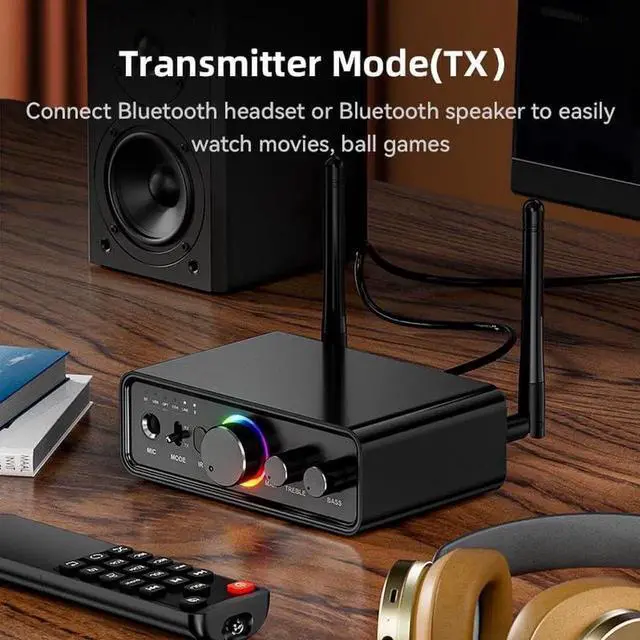 Alt view image 2 of 7 - Vszerda Bluetooth 5.3 Audio Transmitter Receiver Low Latency Wireless HiFi Adapter for TV Home Stereo, Built-in DAC, USB/RCA/3.5mm AUX/Coaxial/Optical Input & Output