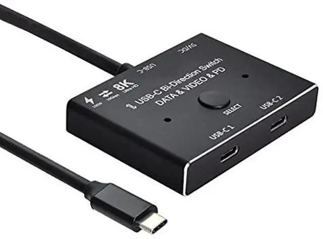Main image of Vszerda Bi-Directional USB-C MST 1-in-2 Switch Hub, Supports 8K@30Hz Video, 10Gbps USB 3.2 Data & 100W PD Pass-Through, 2-Way Type-C Selector for Laptops, Monitors and Docking Stations
