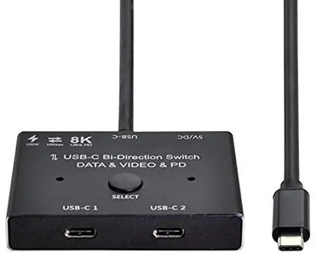 Alt view image 2 of 6 - Vszerda Bi-Directional USB-C MST 1-in-2 Switch Hub, Supports 8K@30Hz Video, 10Gbps USB 3.2 Data & 100W PD Pass-Through, 2-Way Type-C Selector for Laptops, Monitors and Docking Stations