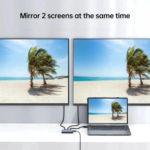 Alt view image 3 of 7 - Vszerda MT-VIKI 1x2 HDMI 2.1 Splitter, 8K@60Hz 4K@120Hz Video Duplicator, 40Gbps High Bandwidth, HDCP 2.3, Aluminum Housing with EDID Management, Mirror Dual Displays, Non-Bi-Directional