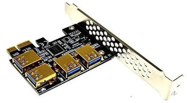 Alt view image 2 of 4 - Vszerda PCIe 1X to 4 PCIe 16X Mining Riser Adapter, USB3.0 GPU Extension Card with 4 SATA Power Cables for BTC Crypto Mining Rig