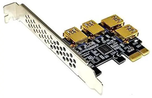 Alt view image 4 of 4 - Vszerda PCIe 1X to 4 PCIe 16X Mining Riser Adapter, USB3.0 GPU Extension Card with 4 SATA Power Cables for BTC Crypto Mining Rig