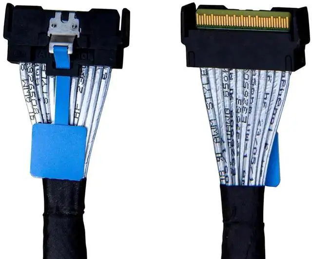 Alt view image 4 of 4 - Vszerda PCIe 5.0 MCIO Mini Cooledge IO Cable, 74Pin x8 to Dual 68Pin Splitter Cable with Power, 80cm Server Storage Cable