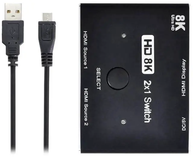 Alt view image 7 of 7 - Vszerda 2-In-1-Out HDMI 2.1 8K KVM Switch Hub, 8K@60Hz & 4K@60Hz SST, HDCP Compliant, 3 HDMI 2.1 Cables Included