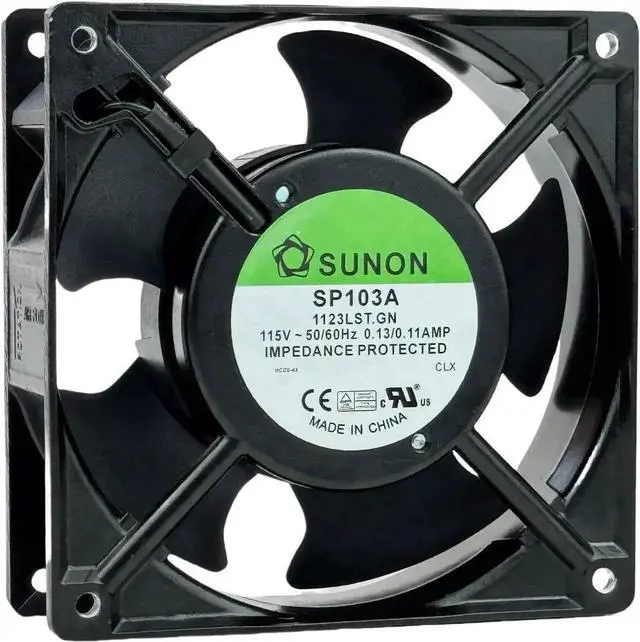 Alt view image 5 of 7 - Vszerda SUNON SP103A 1123LST.GN Axial Cooling Fan, 115V AC, 120×120×38mm, 2-Pin Dual Ball Bearing Fan