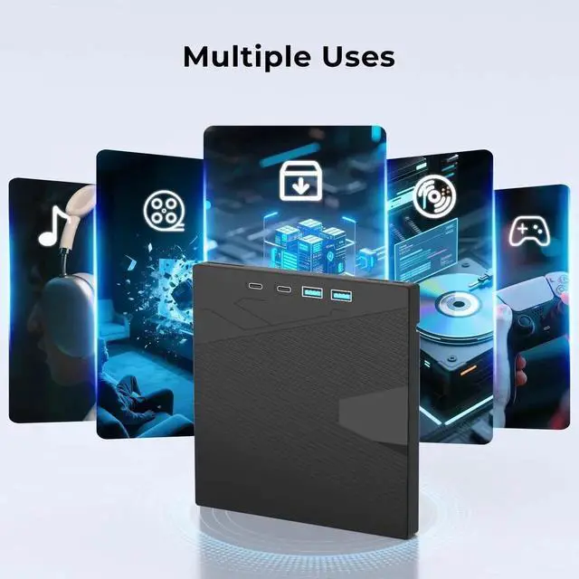 Alt view image 4 of 7 - Vszerda 7 in 1 External CD DVD Drive USB3.0 Type-C Portable CD DVD Burner Optical Drive Compatible with Windows XP/7/8/10 Linux Mac OS Laptop Desktop PC