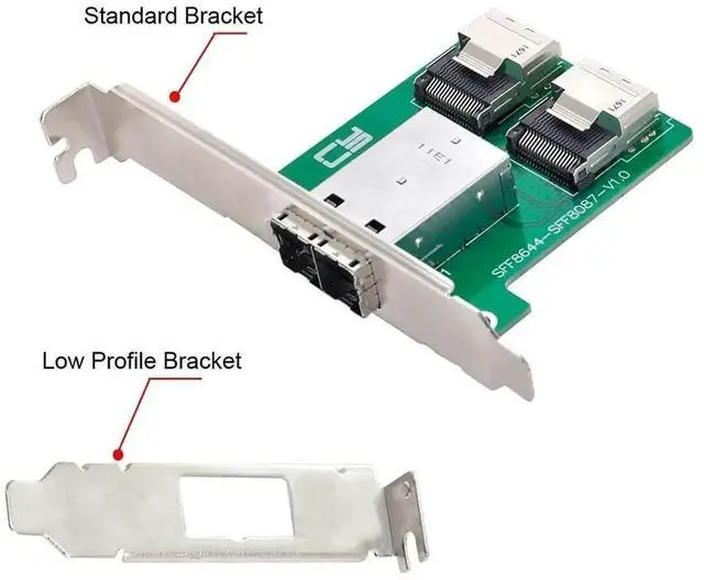 Alt view image 6 of 7 - Vszerda External Mini SAS HD SFF-8644 to Dual Internal SFF-8087 Adapter Card with Full Height Bracket, Mini SAS 2 Server RAID Storage Signal Converter for HDD SSD Array Expansion