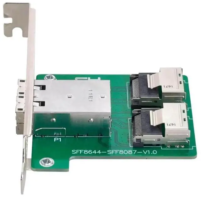 Alt view image 5 of 7 - Vszerda External Mini SAS HD SFF-8644 to Dual Internal SFF-8087 Adapter Card with Full Height Bracket, Mini SAS 2 Server RAID Storage Signal Converter for HDD SSD Array Expansion