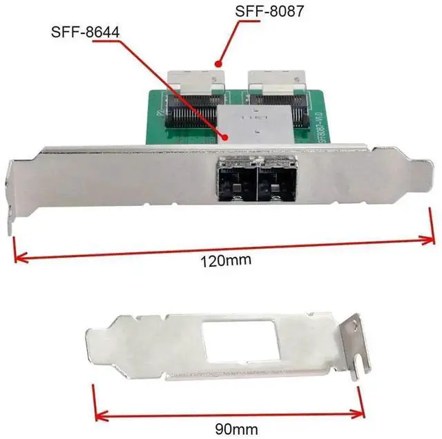 Alt view image 7 of 7 - Vszerda External Mini SAS HD SFF-8644 to Dual Internal SFF-8087 Adapter Card with Full Height Bracket, Mini SAS 2 Server RAID Storage Signal Converter for HDD SSD Array Expansion