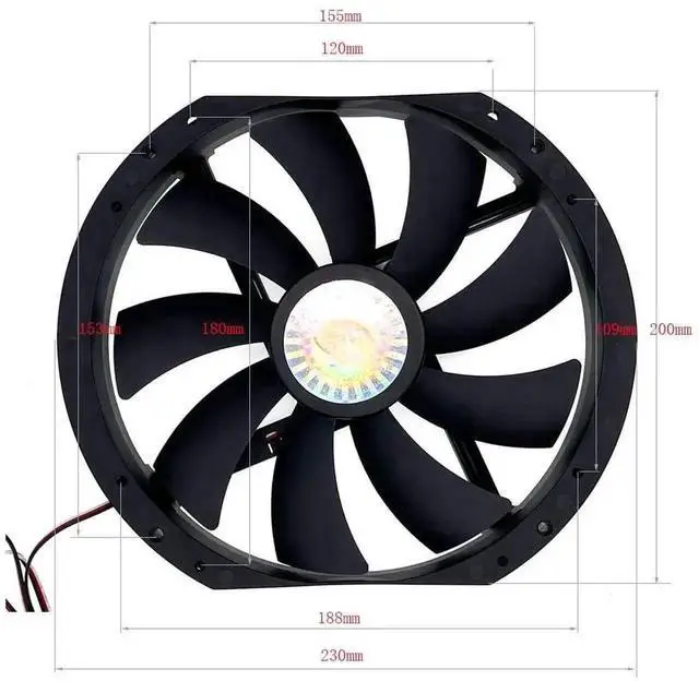 Alt view image 2 of 3 - Vszerda 230mm Large Airflow PC Case Fan DF2303012SELN A23030-07CB-3MN-F1, 230×200×30mm DC12V Silent Cooling Fan