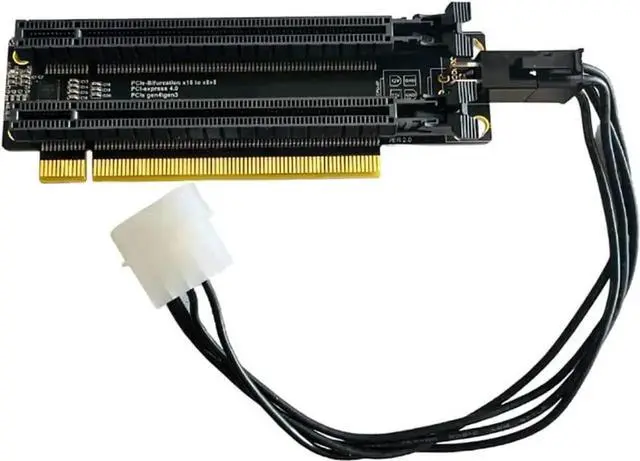 Alt view image 2 of 7 - Vszerda PCIe 4.0 x16 to x8×8 Bifurcation Splitter Card, 1-to-2 PCIe Expansion Board, 20mm Slot Pitch, CPU 4Pin Power Port + Matching 4Pin Cable
