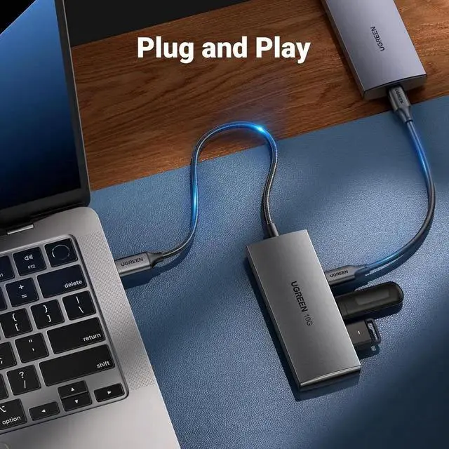 Alt view image 7 of 7 - Vszerda 10Gbps USB C Hub, 4-Port USB 3.2 Gen2 Multiport Splitter, High Speed Data Only Type C Adapter Compatible with MacBook Air Pro, iMac, iPad Pro, iPhone 15 Series, Galaxy S23 & All USB-C Devices