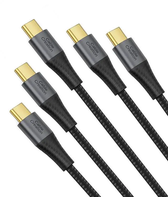 Main image of Vszerda 5 Pack 0.8FT Short USB-C to USB-C Cable, Double Braided Fast Charging Cord Compatible with Galaxy S22/21/20, Note 20, MacBook, iPad mini 6