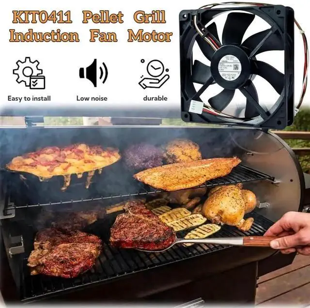 Alt view image 7 of 7 - Vszerda 11925SA-12R-BU KIT0411 Induction Fan Motor, 12V DC 0.86A 5.51 Inch Replacement Fan Compatible with Traeger D2 Pro 575 780, Ironwood 650 885, Silverton 620 810 Pellet Grills, Easy Install