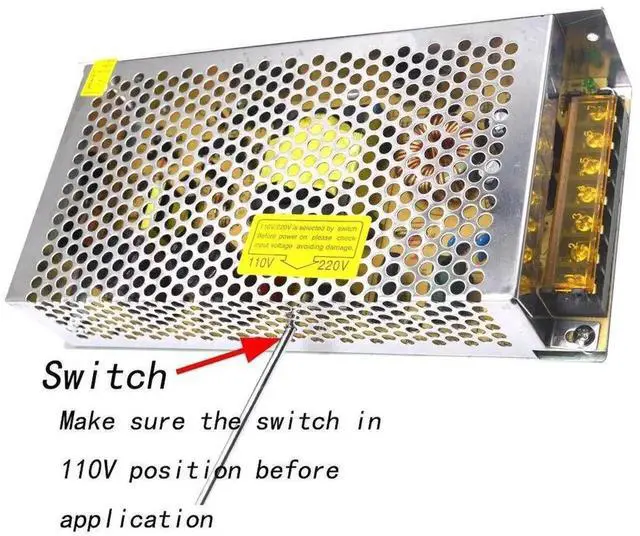 Alt view image 5 of 5 - Vszerda AC 110/220V to DC 12V 10A 120W Switching Power Supply, LED Driver Transformer for CCTV Cameras & LED Light Strips