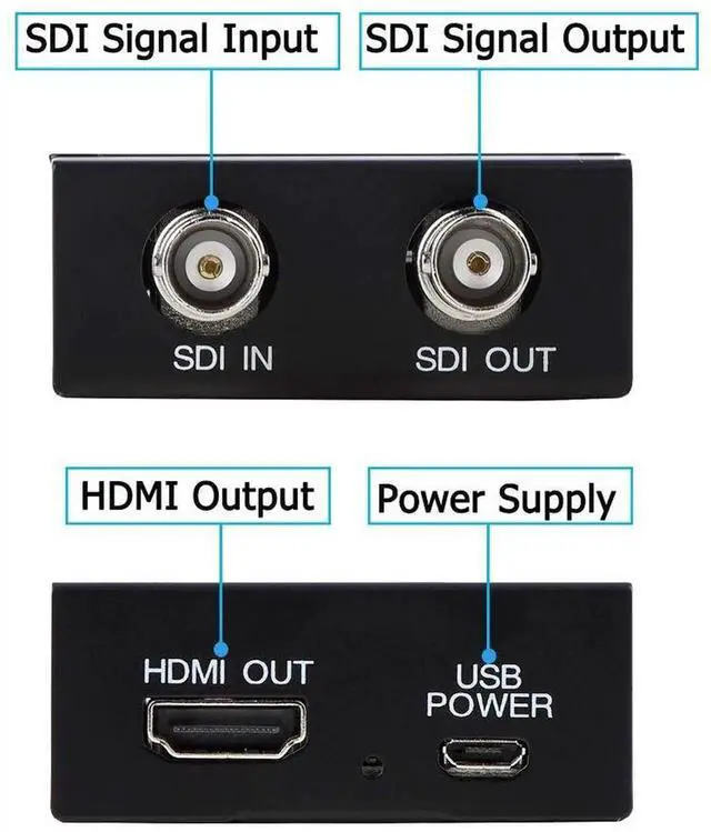 Alt view image 2 of 7 - Vszerda Black SDI to HDMI Converter with SDI Loopout & Audio De-embedding, Support 3G-SDI HD-SDI SD-SDI Auto Signal Detection, Stereo Audio Extractor