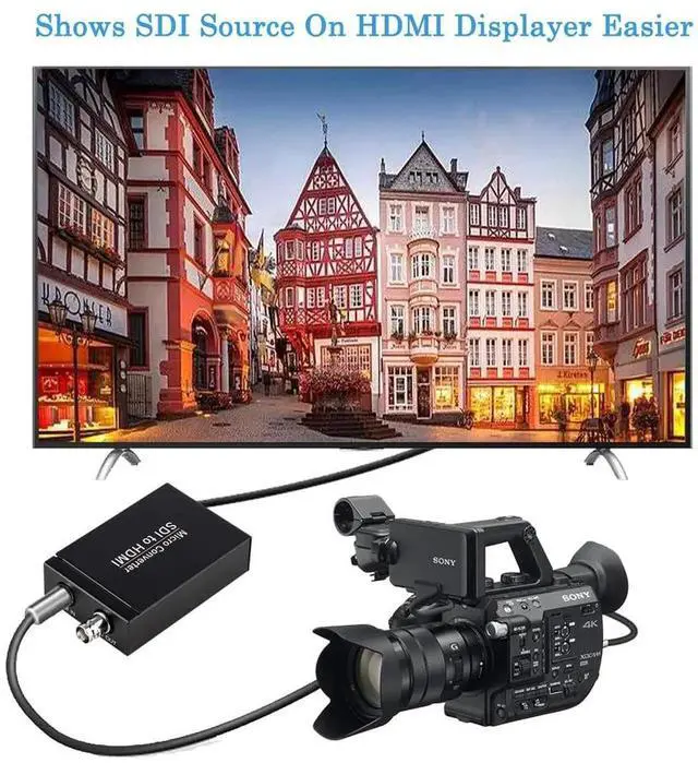 Alt view image 4 of 7 - Vszerda Black SDI to HDMI Converter with SDI Loopout & Audio De-embedding, Support 3G-SDI HD-SDI SD-SDI Auto Signal Detection, Stereo Audio Extractor