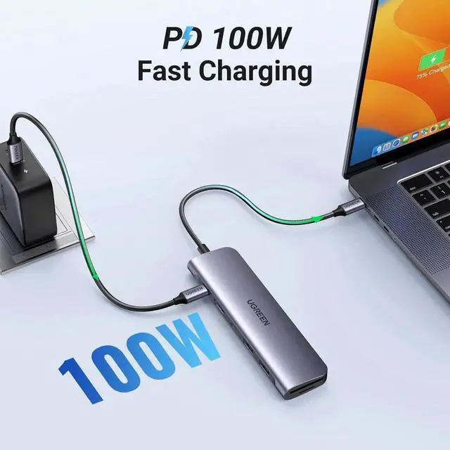 Alt view image 2 of 7 - Vszerda Revodok 1071 7 in 1 USB C Multiport Hub Dock with 4K HDMI, 100W PD Charging, 5Gbps USB-C & Dual USB-A Ports, SD TF Card Reader for USB-C Laptops Tablets