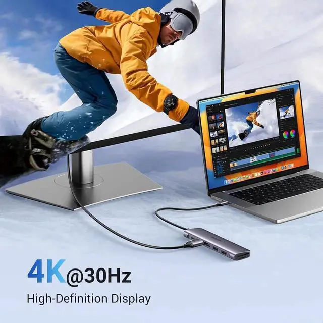 Alt view image 3 of 7 - Vszerda Revodok 1071 7 in 1 USB C Multiport Hub Dock with 4K HDMI, 100W PD Charging, 5Gbps USB-C & Dual USB-A Ports, SD TF Card Reader for USB-C Laptops Tablets