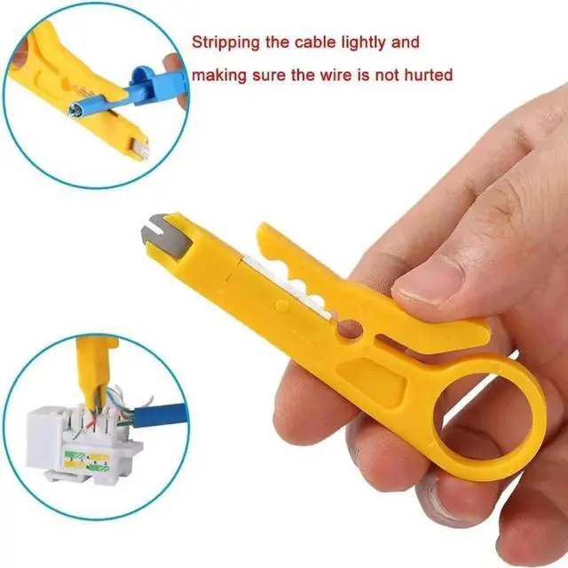Alt view image 5 of 6 - All-in-One Pass Through RJ45 Crimp Tool Kit, Network Crimper for 8P RJ45 Cat5/Cat5e/Cat6/Cat6a & 6P RJ11/RJ12 Telephone Plugs, Includes 50PCS Connectors, 50PCS Cable Boots & Mini Yellow Wire Stripper