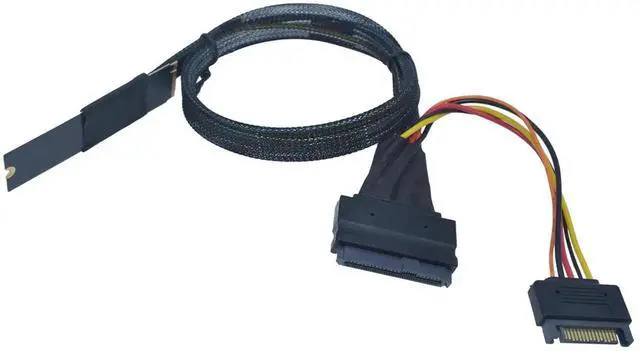 Alt view image 7 of 7 - Vszerda PCIe 5.0 M.2 NVMe to SFF-8639 U.2 Adapter Cable with 15Pin SATA Power, Left Side Exit, 1.6FT (50CM) M.2 to U.2 SSD Converter Cord