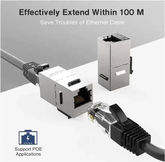 Alt view image 3 of 7 - Vszerda 10 Pack Shielded Cat7 RJ45 Keystone Inline Coupler, 10Gbps Female to Female Ethernet Cable Extender Insert, Compatible with Cat7/Cat6A/Cat6/Cat5e LAN Cables