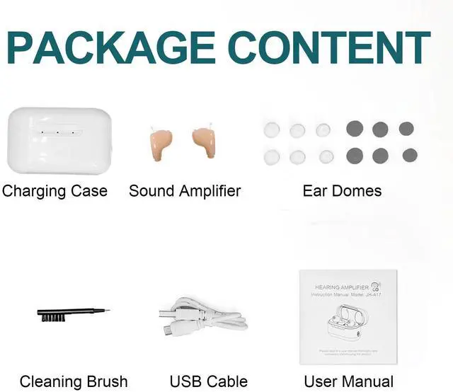 Alt view image 3 of 6 - Jinghao DIgital Personal Sound Amplifier Product CIC for Ears for Seniors Adults with Rechargeable Charging Box White