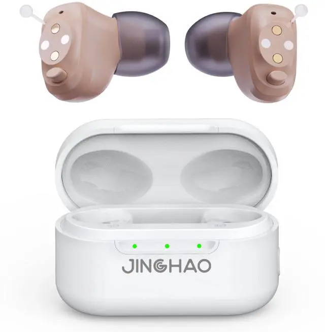 Main image of Jinghao DIgital Personal Sound Amplifier Product CIC for Ears for Seniors Adults with Rechargeable Charging Box White