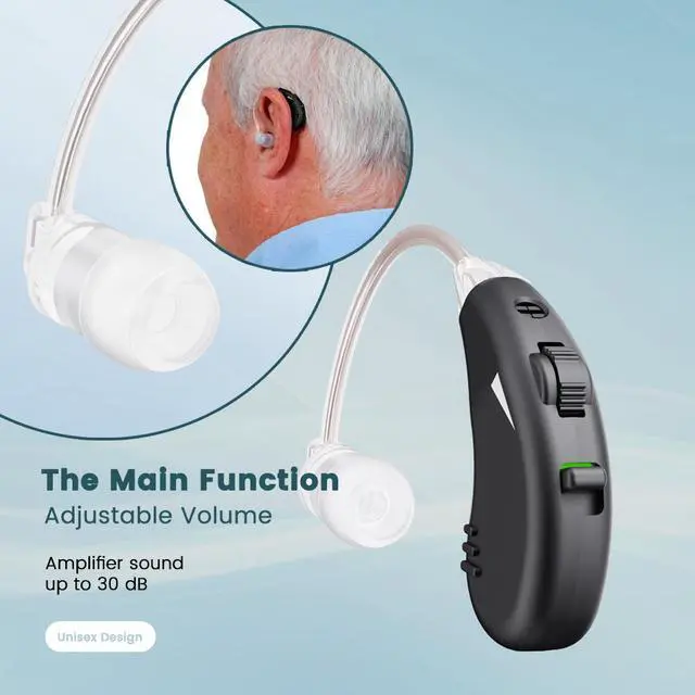 Alt view image 3 of 7 - Jinghao Hearing Aids for Seniors with Noise Cancelling Rechargeable Noise Reduction, Volume Adjustment, BTE Easy to Operate,Lightweight&comfortable,A pair Hearing Amplifier