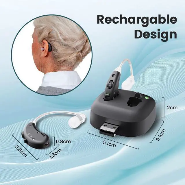 Alt view image 7 of 7 - Jinghao Hearing Aids for Seniors with Noise Cancelling Rechargeable Noise Reduction, Volume Adjustment, BTE Easy to Operate,Lightweight&comfortable,A pair Hearing Amplifier