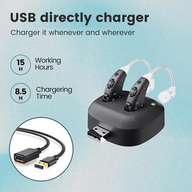 Alt view image 6 of 7 - Jinghao Hearing Aids for Seniors with Noise Cancelling Rechargeable Noise Reduction, Volume Adjustment, BTE Easy to Operate,Lightweight&comfortable,A pair Hearing Amplifier