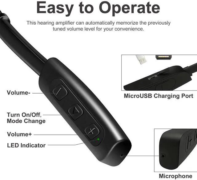 Alt view image 2 of 7 - Jinghao-TW40 Hearing Amplifier  Easy-to-Use, Neckband, Sports oriented, Comfortable, and Powerful Sound Enhancement for Daily Life,30 day no reason return, suitable for elderly Americans