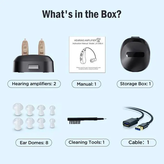 Alt view image 6 of 7 - Jinghao Hearing Aids for Seniors with Noise Cancelling,Rechargeable,Volume Adjustment, BTE Easy to Operate,Lightweight&comfortable,A pair Hearing Amplifier