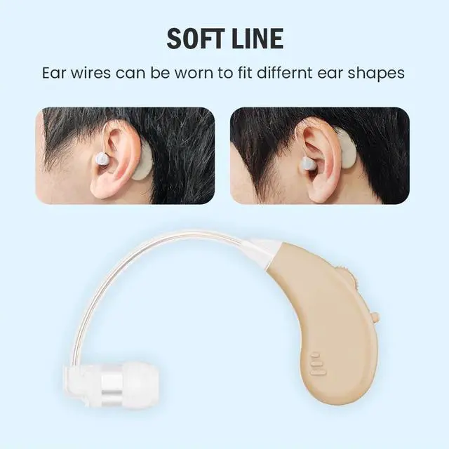 Alt view image 4 of 7 - Jinghao Hearing Aids for Seniors with Noise Cancelling,Rechargeable,Volume Adjustment, BTE Easy to Operate,Lightweight&comfortable,A pair Hearing Amplifier